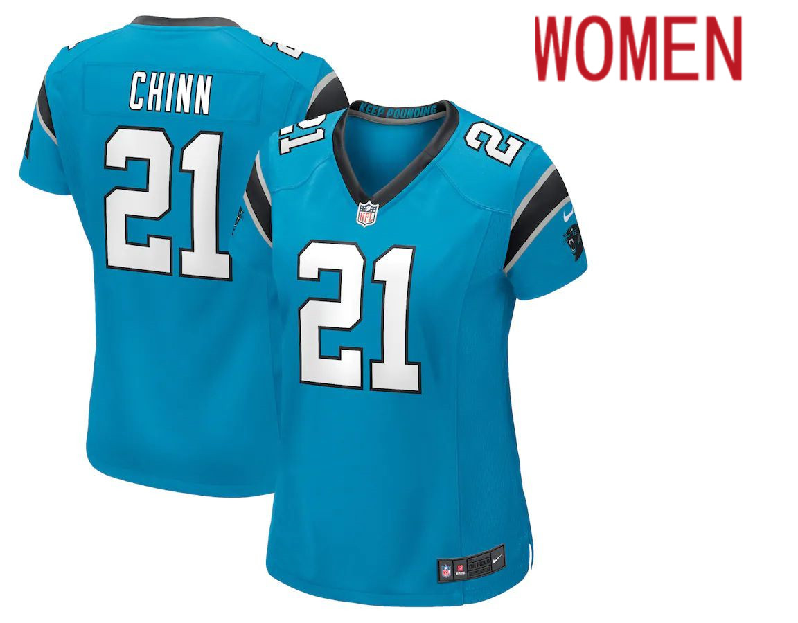 Women Carolina Panthers #21 Jeremy Chinn Nike Blue Player Game NFL Jersey